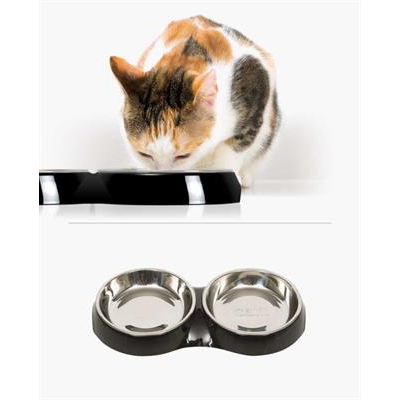 Catit Cat Feeding Double Dish for wet and dry food (Black) (2x200ml)