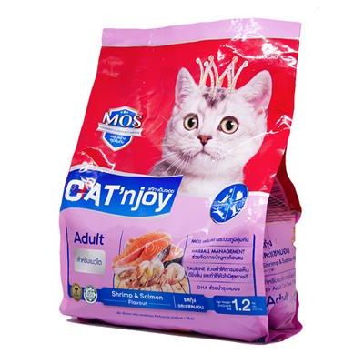 Cat n Joy อาหารแมวแคทเอ็นจอย สูตรกุ้งและแซลมอน สำหรับแมวโตทุกสายพันธุ์ (1.2kg)