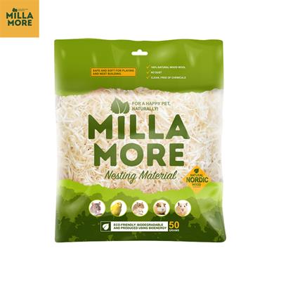 MILLAMORE Nesting Material - wood wool made from aspen. It is soft and dust-free and perfect for small animals and birds for nest-building (50g)