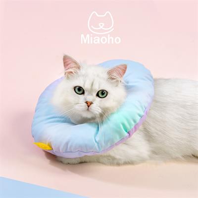 Miaoho Rainbow Collar - Soft Cute Cat Recovery Collars in rainbow color, light and soft protection from licking.