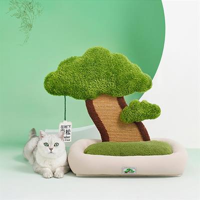 zeze Relax Plant Bed - Green natural bed with Scratch wood plate, beautiful design, good for decoration and cat home.