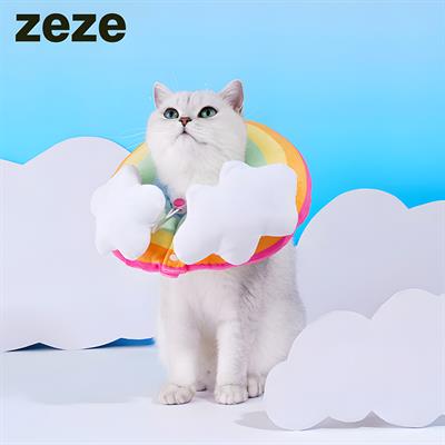 zeze Rainbow Collar - Soft Cute Cat Recovery Collars in rainbow color with cloud, light and soft protection from licking.